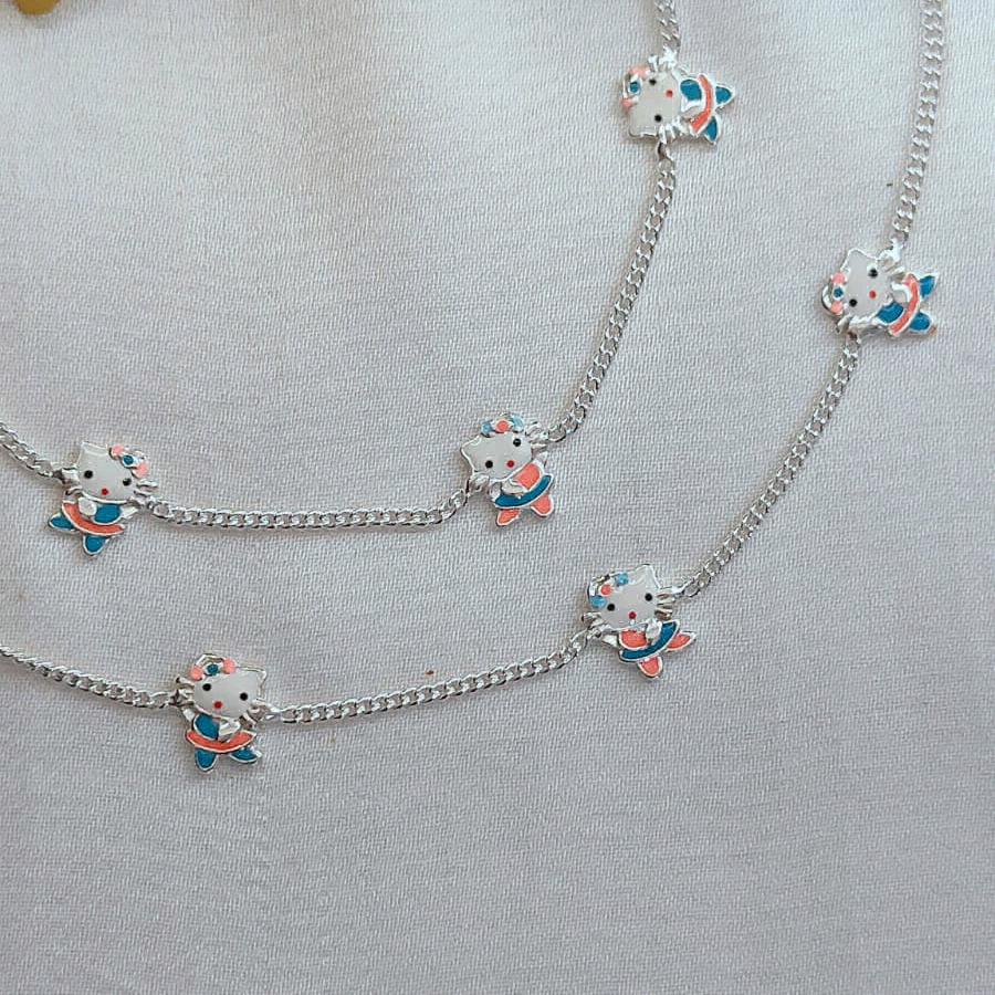 Enamel Kitty Anklets for Little Girls